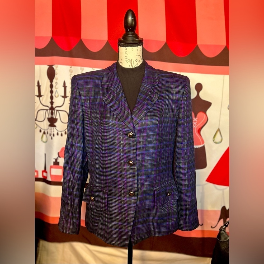 Stirling Cooper London Purple Green Women’s Suit Blazer Sz 14 GORGEOUS!EUC!​​​